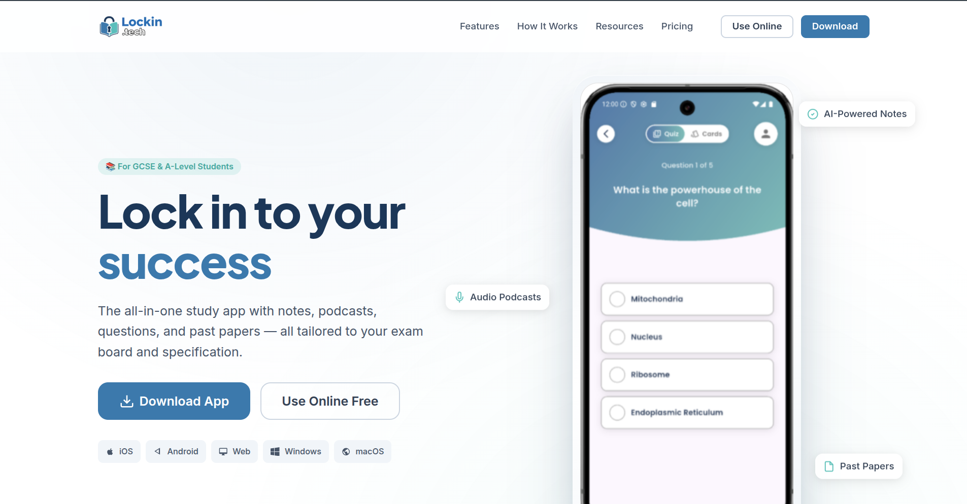 Lockin.tech, all-in-one study app for GCSE and A-Level